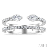 1/2 Ctw Split Twin Row 2-Stone Marquise and Round Cut Diamond Fashion Ring in 14K White Gold